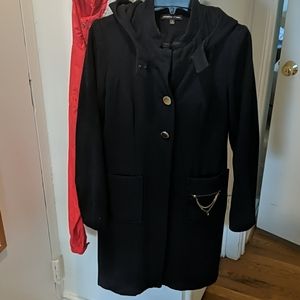 Adrienne Vittadini wool-blend coat in navy w/hood